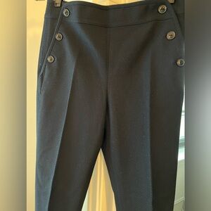 Club Monaco rich Navy slacks. Fronts zip under buttoned panel.